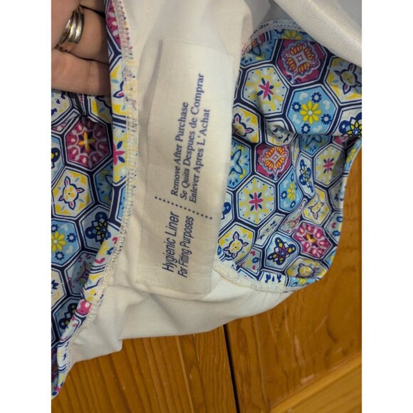 Bal Barbour Womens‎ Swimsuit 14 One Piece V Neck, Blue & White Geometric - Picture 11 of 16